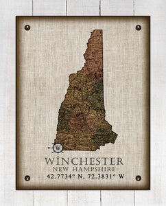 Winchester New Hampshire Vintage Design - On 100% Natural Linen