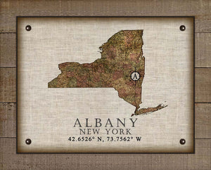 Albany New York Vintage Design - Board Mounted Canvas Print