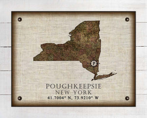 Poughkeepsie New York Vintage Design - On 100% Natural Linen