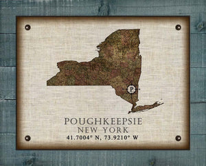 Poughkeepsie New York Vintage Design - On 100% Natural Linen