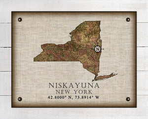 Niskayuna New York Vintage Design - On 100% Natural Linen