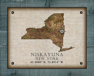 Niskayuna New York Vintage Design - On 100% Natural Linen