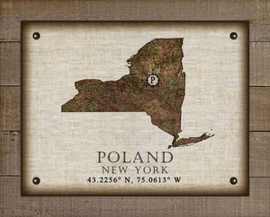 Poland New York Vintage Design - On 100% Natural Linen