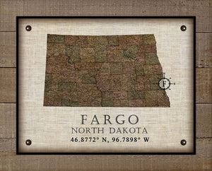 Fargo North Dakota Vintage Design - On 100% Natural Linen