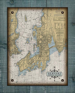 Newprt  Rhode Island Nautical Chart - Board Mounted Canvas Print