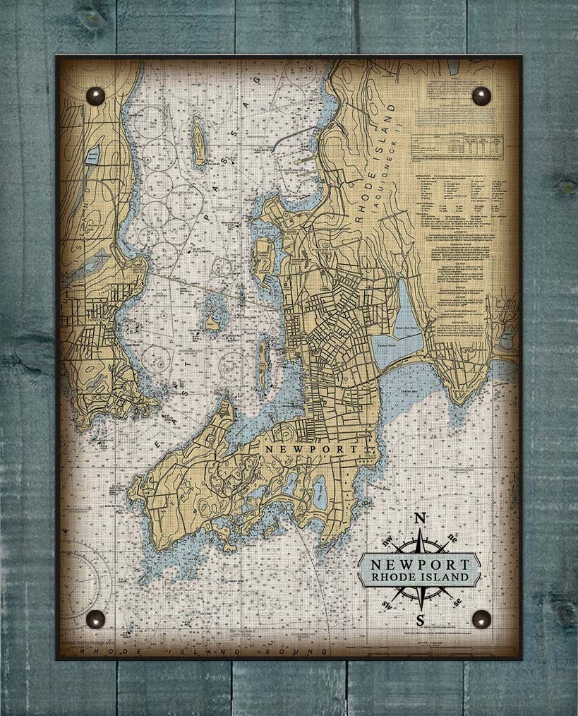 Newprt  Rhode Island Nautical Chart - Board Mounted Canvas Print