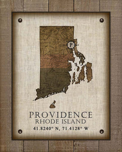 Providence Rhode Island Vintage Design - On 100% Natural Linen