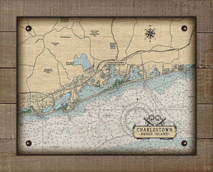 Charlestown Rhode Island Nautical Chart - On 100% Natural Linen