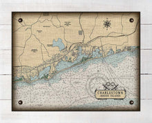 Load image into Gallery viewer, Charlestown Rhode Island Nautical Chart - On 100% Natural Linen
