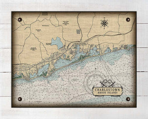Charlestown Rhode Island Nautical Chart - On 100% Natural Linen