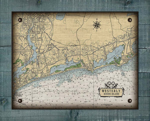 Westerly Rhode Island Nautical Chart - On 100% Natural Linen