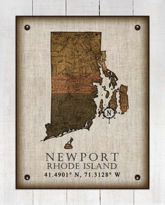 Newport Rhode Island Vintage Design - On 100% Natural Linen