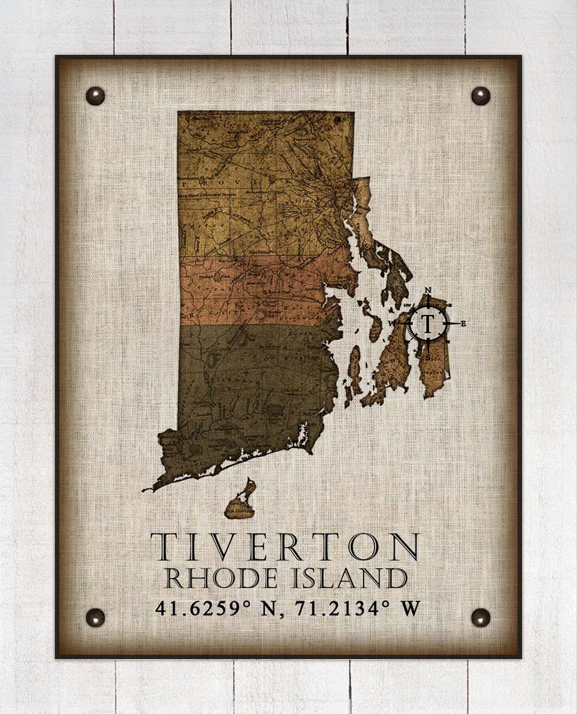 Tiverton Rhode Island Vintage Design - On 100% Natural Linen