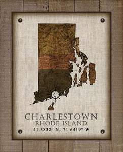 Charlestown Rhode Island Vintage Design - On 100% Natural Linen