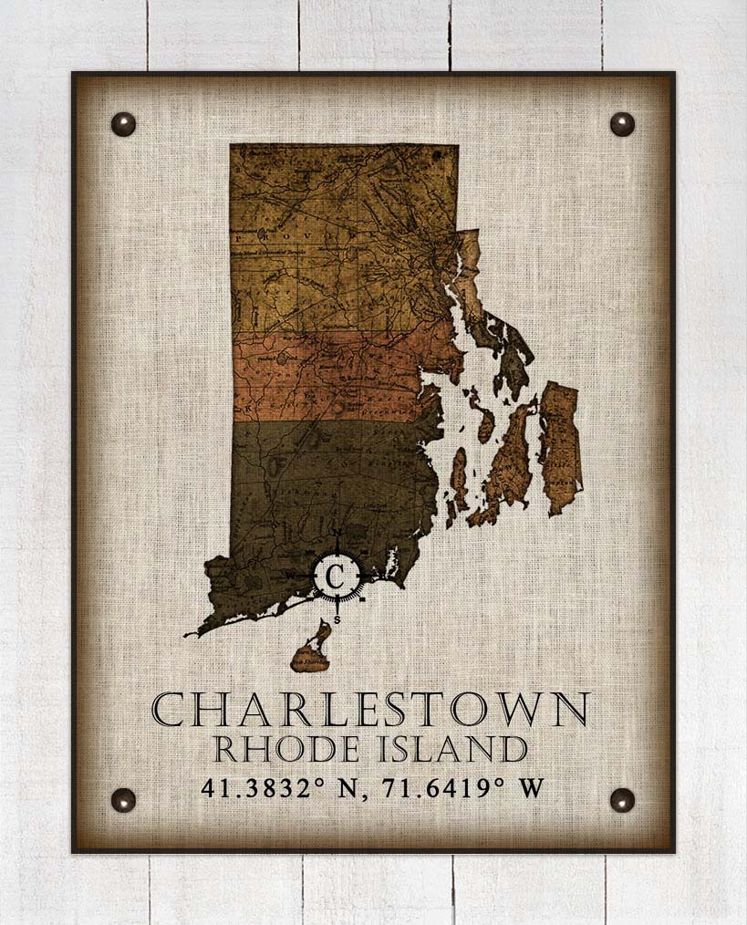 Charlestown Rhode Island Vintage Design - On 100% Natural Linen