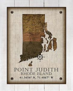 Point Judith Rhode Island Vintage Design - On 100% Natural Linen