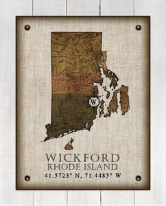 Wickford Rhode Island Vintage Design - On 100% Natural Linen