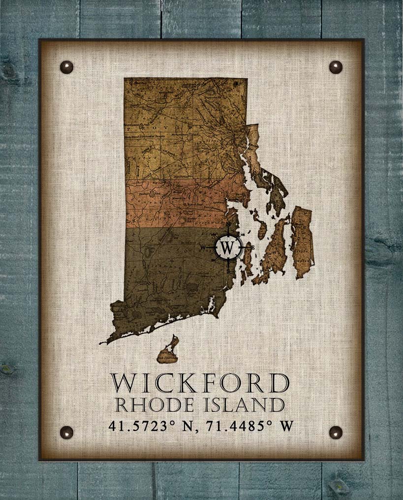 Wickford Rhode Island Vintage Design - On 100% Natural Linen