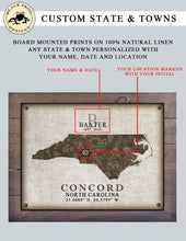 Load image into Gallery viewer, Personalized Prints of Any State &amp; Town In The U.S.A. - Board Mounted Canvas Print
