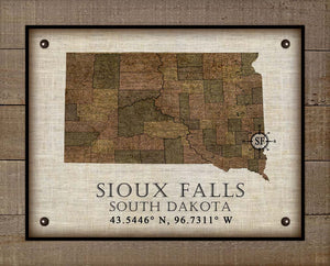 Sioux Falls South Dakota Vintage Design - On 100% Natural Linen