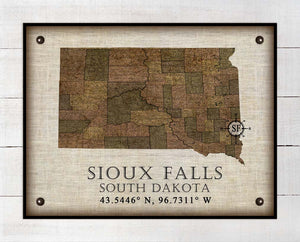 Sioux Falls South Dakota Vintage Design - On 100% Natural Linen