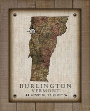 Load image into Gallery viewer, Burlington Vermont Vintage Design - On 100% Natural Linen
