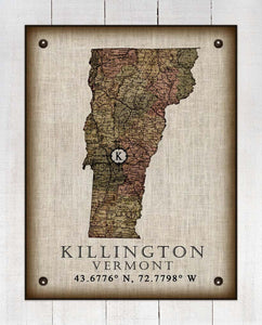 Killington Vermont Vintage Design - On 100% Natural Linen