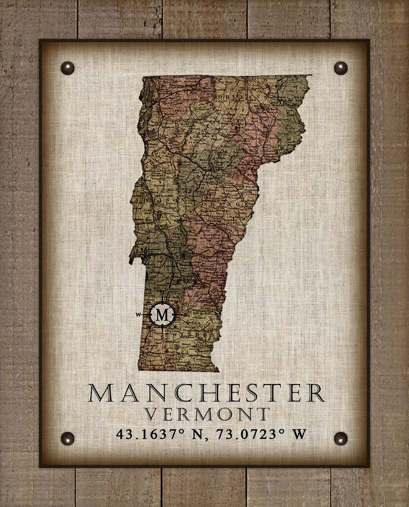 Manchester Vermont Vintage Design - On 100% Natural Linen