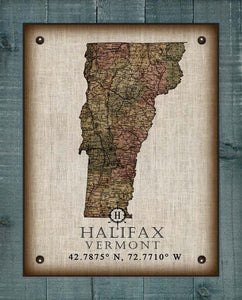 Halifax Vermont Vintage Design - On 100% Natural Linen