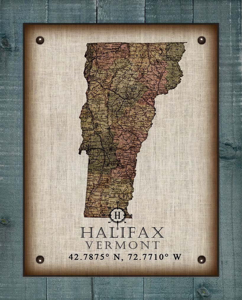 Halifax Vermont Vintage Design - On 100% Natural Linen