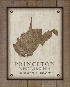 Princeton West Virginia Vintage Design - On 100% Natural Linen