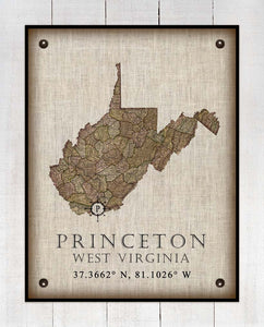 Princeton West Virginia Vintage Design - On 100% Natural Linen