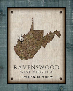 Ravenswood West Virginia Vintage Design - On 100% Natural Linen
