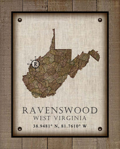 Ravenswood West Virginia Vintage Design - On 100% Natural Linen
