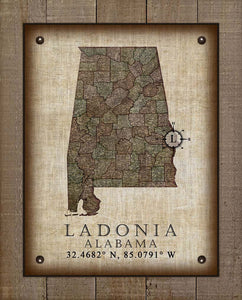 Ladonia Alabama Vintage Design - On 100% Natural Linen