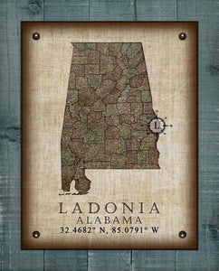 Ladonia Alabama Vintage Design - On 100% Natural Linen