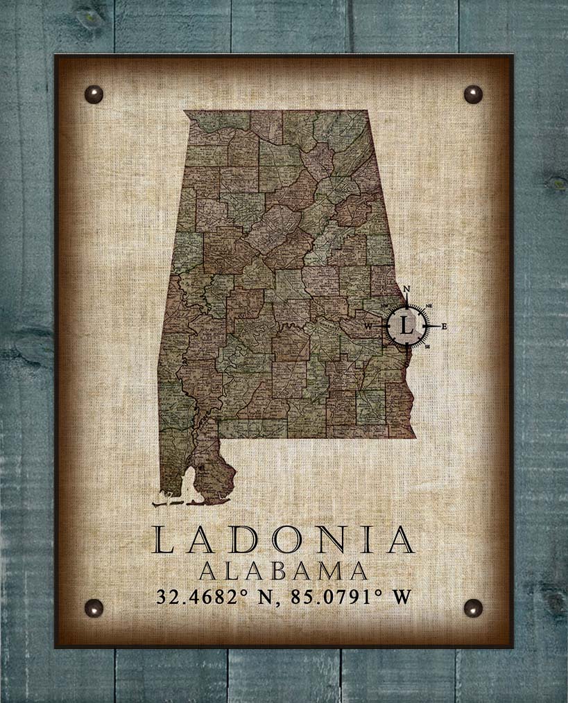 Ladonia Alabama Vintage Design - On 100% Natural Linen