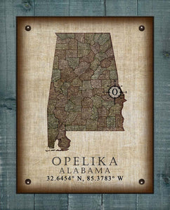 Opelika Alabama Vintage Design - On 100% Natural Linen