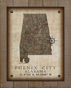 Phenix City Alabama Vintage Design - On 100% Natural Linen