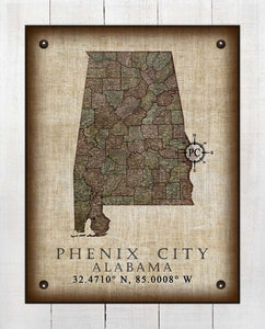 Phenix City Alabama Vintage Design - On 100% Natural Linen