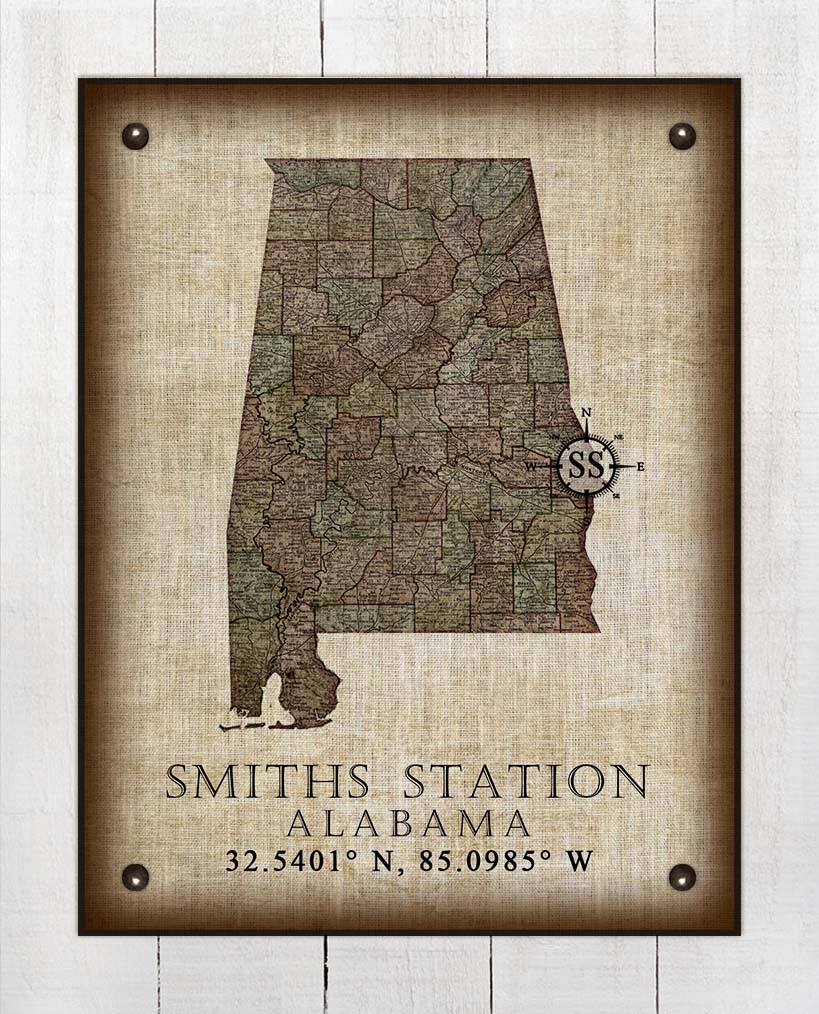 Smiths Station Alabama Vintage Design - On 100% Natural Linen