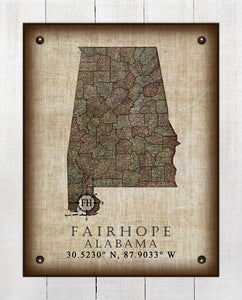 Fairhope Alabama Vintage Design - Board Mounted Canvas Print