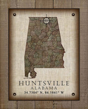 Load image into Gallery viewer, Huntsville Alabama Vintage Design - On 100% Natural Linen
