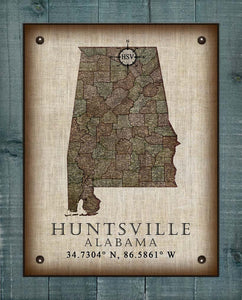 Huntsville Alabama Vintage Design - On 100% Natural Linen