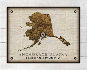 Anchorage Alaska Vintage Design - On 100% Natural Linen