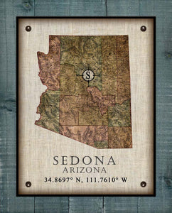 Sedona Arizona Vintage Design - On 100% Natural Linen