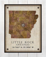 Load image into Gallery viewer, Little Rock Arkansas Vintage Design - On 100% Natural Linen
