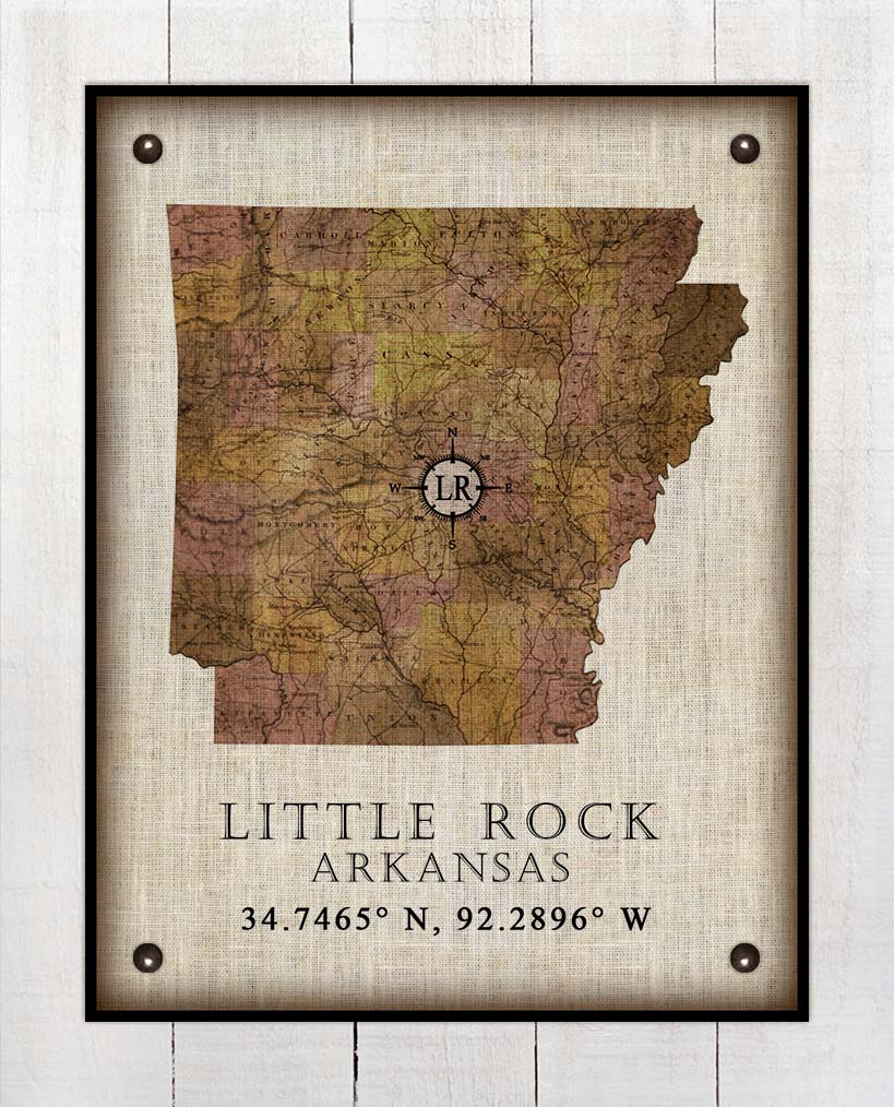 Little Rock Arkansas Vintage Design - On 100% Natural Linen