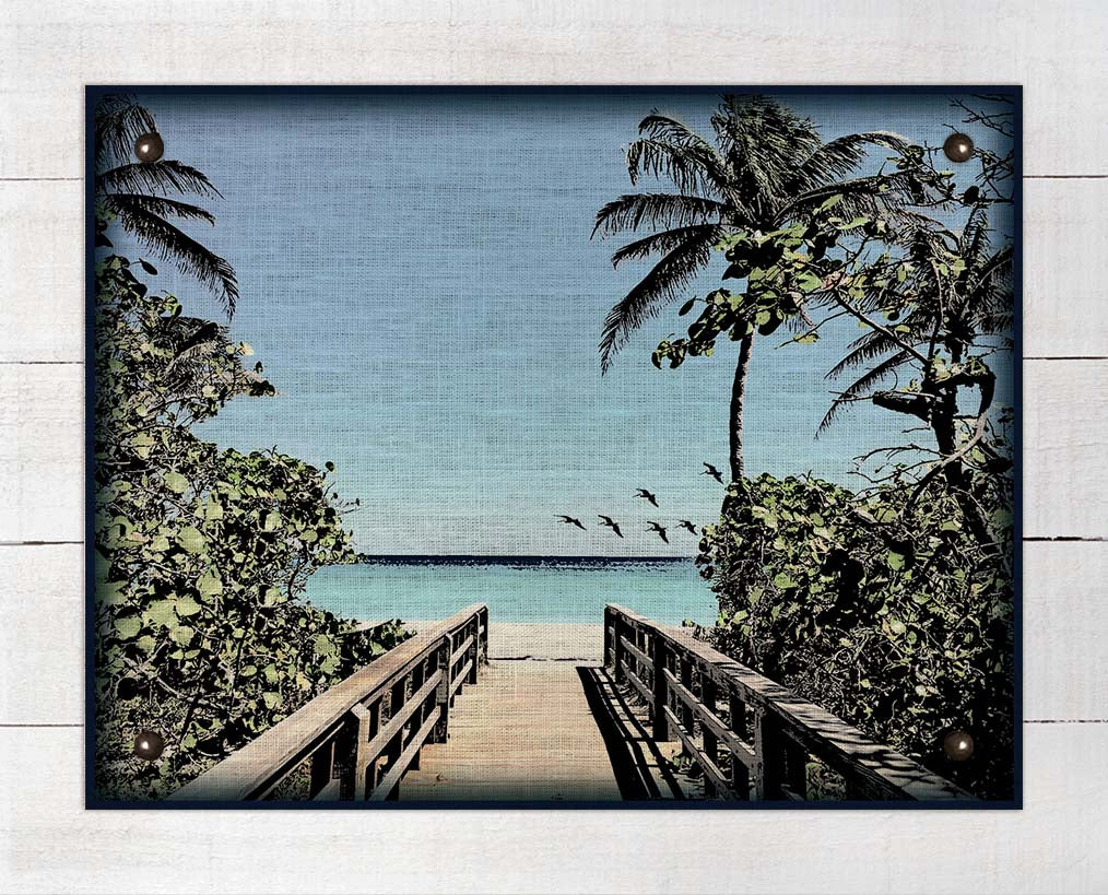 Beach Boardwalk On 100% Linen