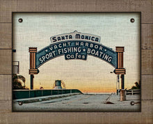Load image into Gallery viewer, Santa Monica Pier Sign - On 100% Natural Linen
